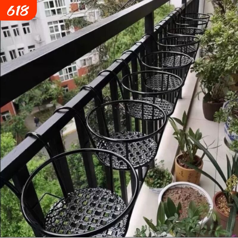 花架阳台悬挂式铁艺花篮栏杆护栏窗台绿萝吊兰花盆架挂架置物架子