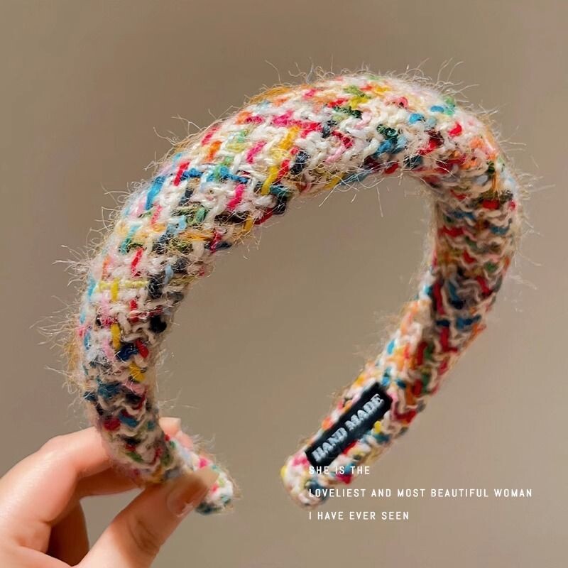 1个装彩色针织宽边发箍高级感少女发卡高颅顶头箍