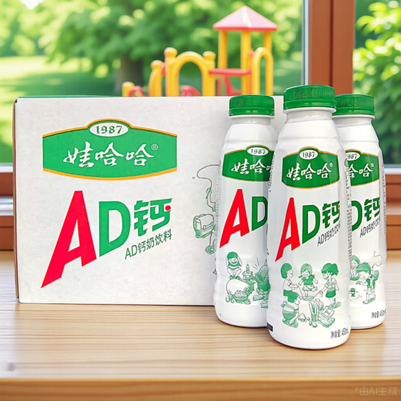 娃哈哈AD钙220ml/450ml儿童含乳饮品乳酸饮料整箱钙奶瓶装大瓶