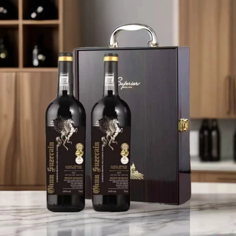 法国进口飞马庄主私藏16.5度度干红葡萄酒750ML*2瓶烤漆礼盒