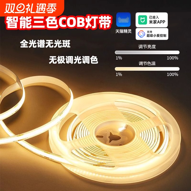 客厅双眼皮吊顶贴片灯带无极调光