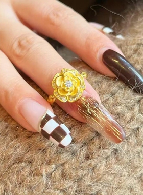 复古风点钻奥黛丽玫瑰花戒指