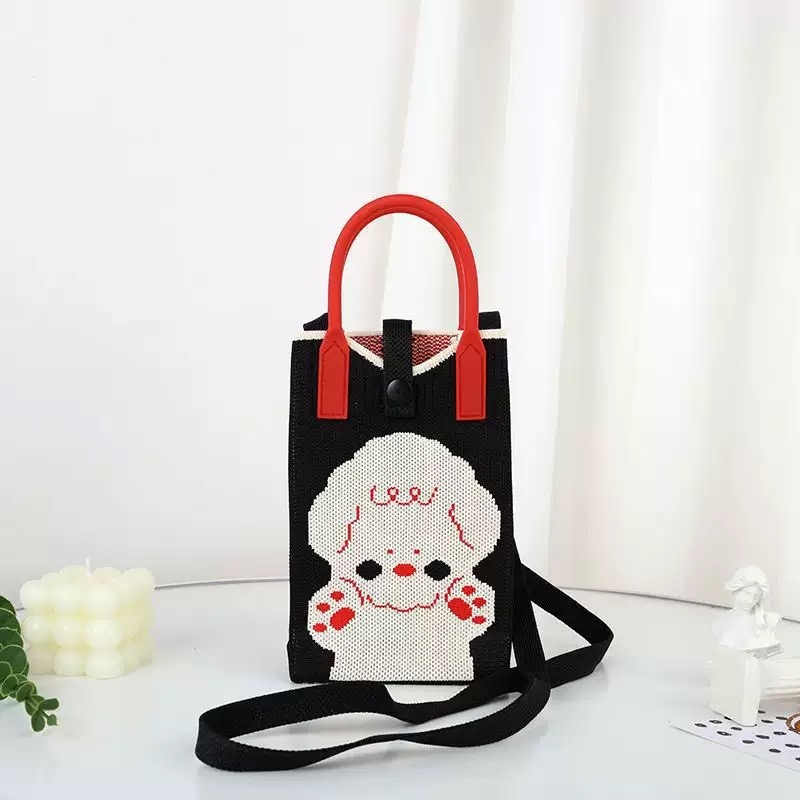 零钱针织手机包女斜挎卡通韩版百搭学生新款手提包可爱手拎小包潮