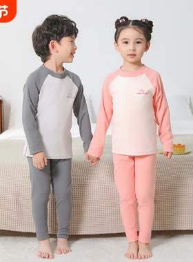 德绒儿童保暖内衣套装2025新款男女童秋衣秋裤加绒睡衣HDD189红色