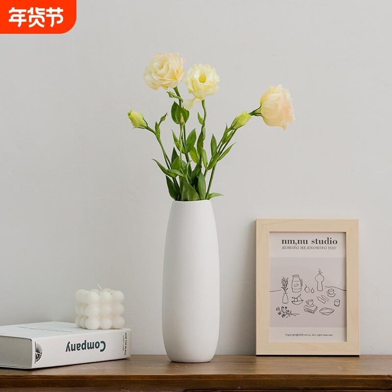 水培创意装饰干花花瓶餐桌客厅插花摆件白色花器白瓷电视柜桌面