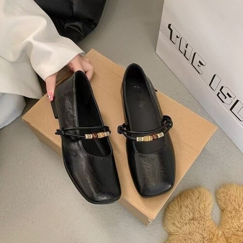 意尔康心选法式浅口一脚蹬单鞋女2026秋季新款时尚气质百搭平底方