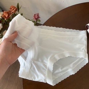 女 撞色透气裸感中腰夏纯棉裆内裤 新款 日系痕冰丝简约内裤