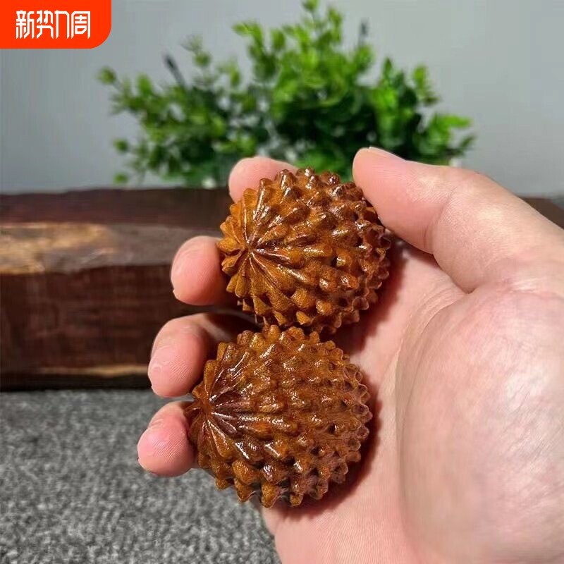 天然原木黄花梨木雕手球木质按摩健身球沉水级保健球手把件手玩球