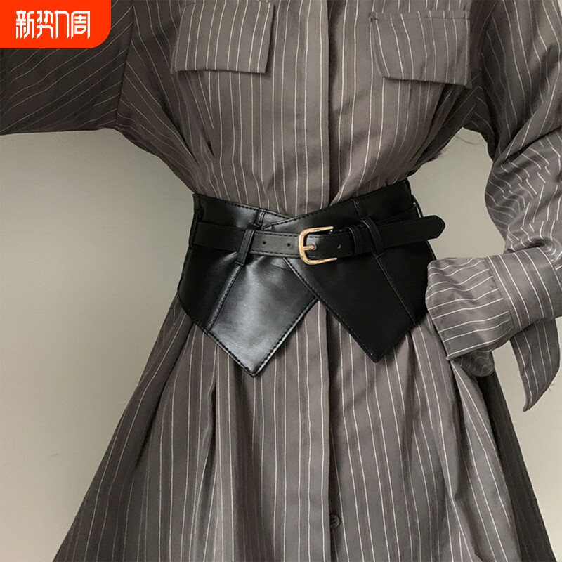 复古高级感宽腰封女收腰显瘦搭配衬衫连衣裙松紧腰带cosplay配