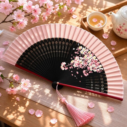丝艺堂夏天便携舞蹈纳凉樱花折扇