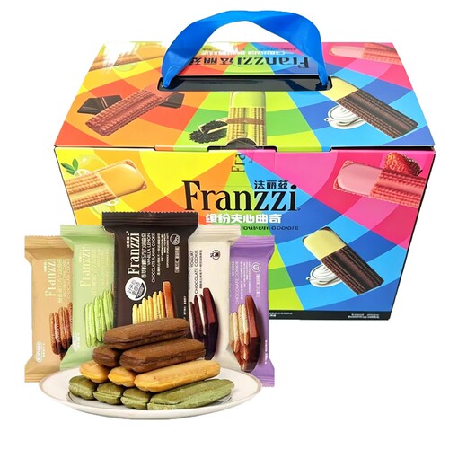 Franzzi法丽兹曲奇饼干混合零食经典夹心饼干抹茶味节日礼盒412g