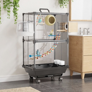 鸟笼鹦鹉笼横丝玄凤虎皮牡丹专用新型透明别墅大号双层外出铁丝