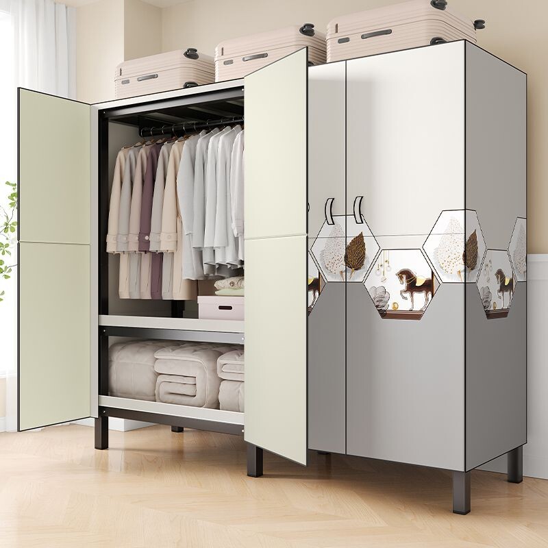 d卧室家用收纳折叠衣柜租房宿舍用简易衣柜加粗加厚钢架开门衣柜