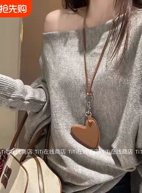 百搭皮质爱心挂绳小包项链韩系可爱挂脖零钱包迷你包挂件衣服配饰