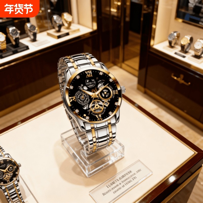 手表瑞士名表正品全自动机械风石英表商务高级感夜光防水时尚钢带