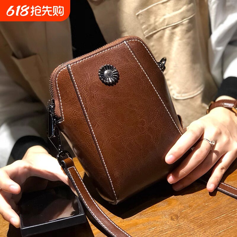 手机包女2025新款斜挎包牛皮小包时尚百搭休闲简约真皮多层单肩包