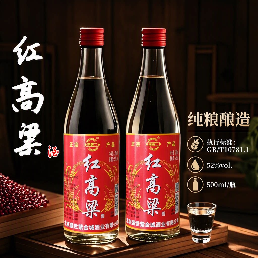 52度红高粱酒酒浓香型高度白酒正品纯粮食酒口粮酒固态法高粱酒