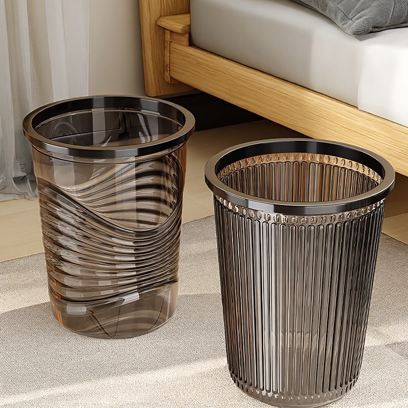 轻奢透明垃圾桶家用2025新款高颜值客厅厨房大容量卫生间厕所纸篓