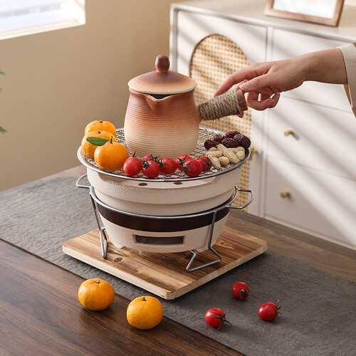 围炉煮茶全套茶器具棕色花瓣