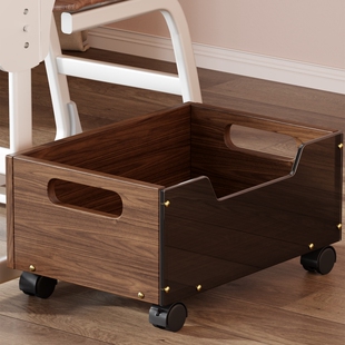 可移动收纳箱书箱学习桌边书籍整理箱大容量带轮可移动小推车书架