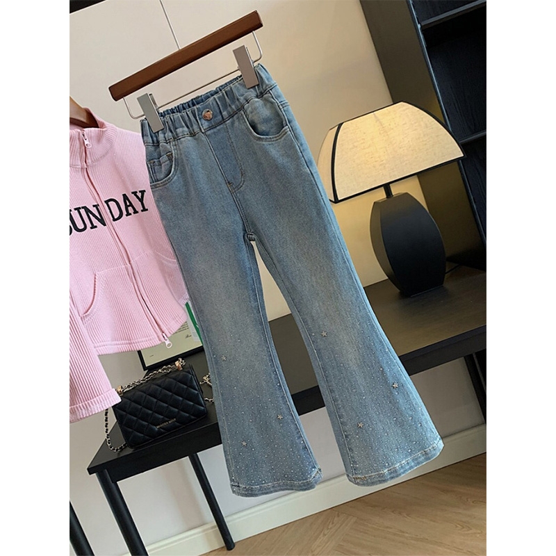 女童牛仔裤春秋季新款喇叭裤