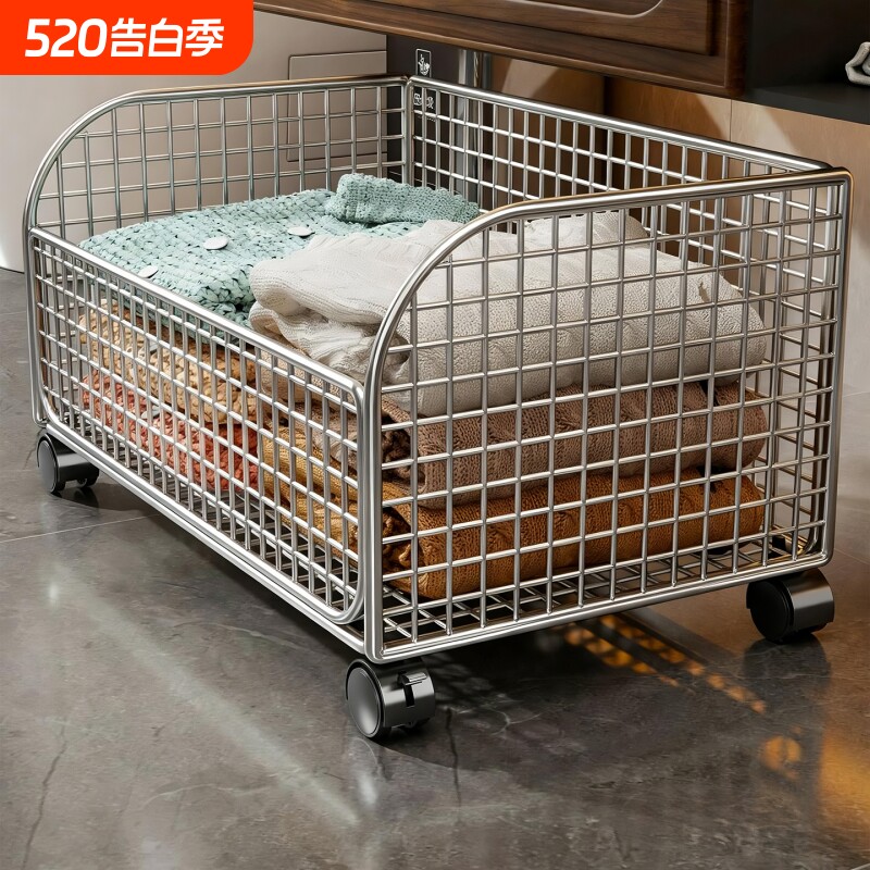 脏衣篮脏衣服收纳筐浴室柜下可移动置物架洗漱台下大容量收纳筐子
