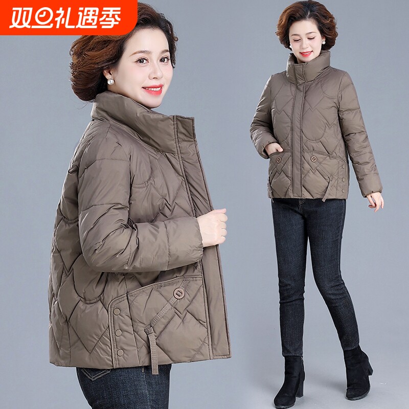 户外中年妈妈冬装外套短款羽绒棉服洋气小棉袄中老年女装冬季新款