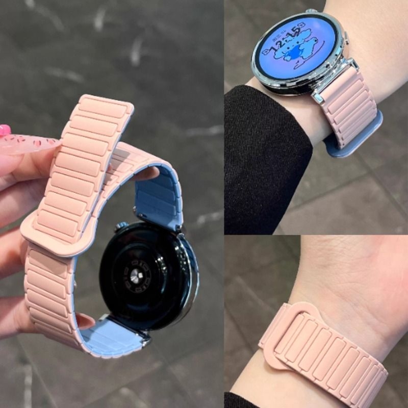 张婧仪同款适用华为gt5/4手表表带gt3pro磁吸硅胶watch4腕带FIT3/4高级gt2简约撞色Pro男女款智能荣耀magic2
