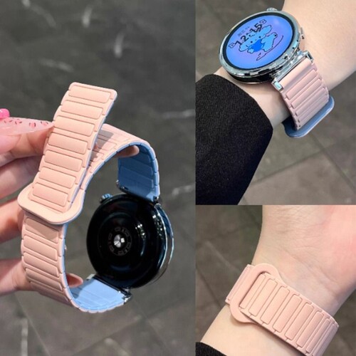 张婧仪同款适用华为gt5/4手表表带gt3pro磁吸硅胶watch4腕带FIT3/4高级gt2简约撞色Pro男女款智能荣耀magic2
