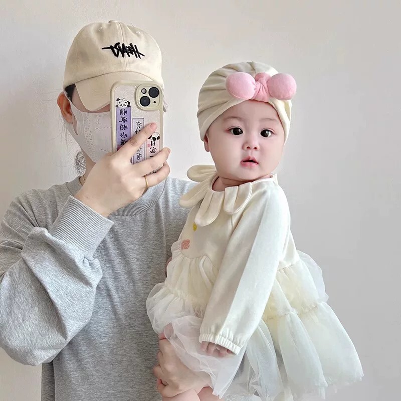 婴儿帽子春秋款棉质新生儿胎帽女宝宝防风帽0-3月初生儿护囟门帽