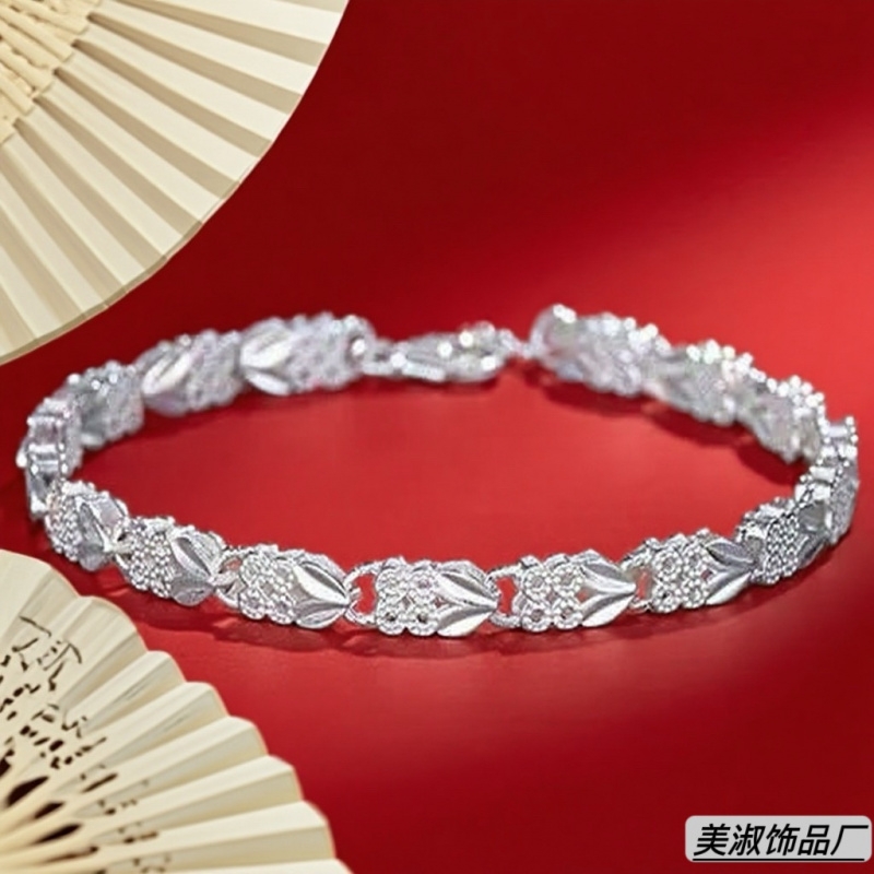 四叶草手链女ins银色小众奢华设