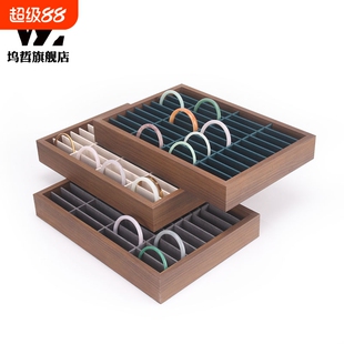 复古木纹手镯展示托盘收纳盒盒首饰戒指耳钉手链饰品珠宝展示道具