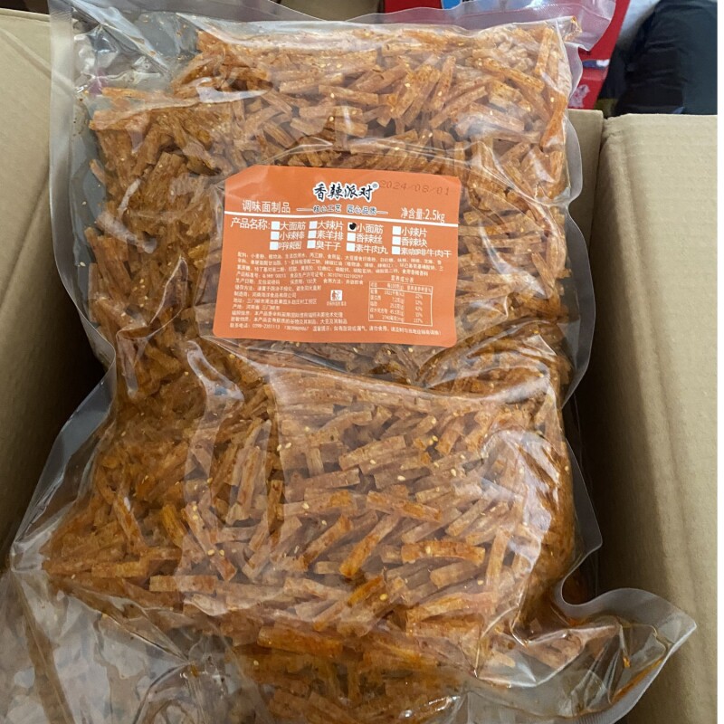 香辣派对小面筋5斤装商用一整箱餐厅自助餐包子店辣条商用散称