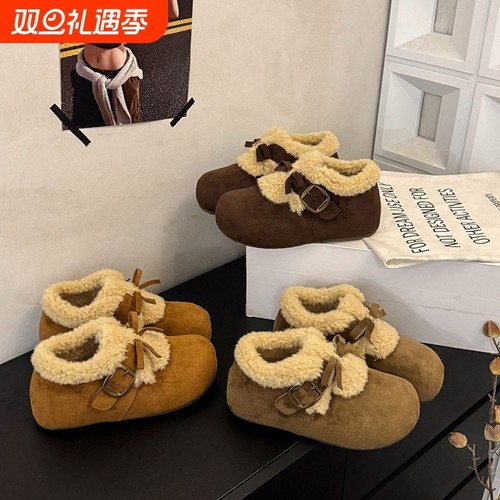 内增高复古勃肯鞋厚底雪地靴女2025秋冬季新款加绒加厚保暖棉鞋子