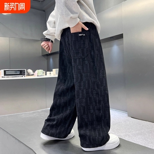 男孩运动儿童休闲加绒加厚直筒裤 男童秋冬款 大童秋装 子2025新款 裤