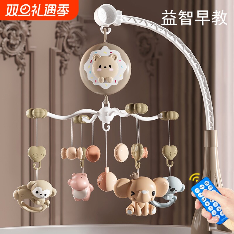 新生儿床铃婴儿玩具0到3个月6宝宝1岁床头摇铃旋转音乐车悬挂件式