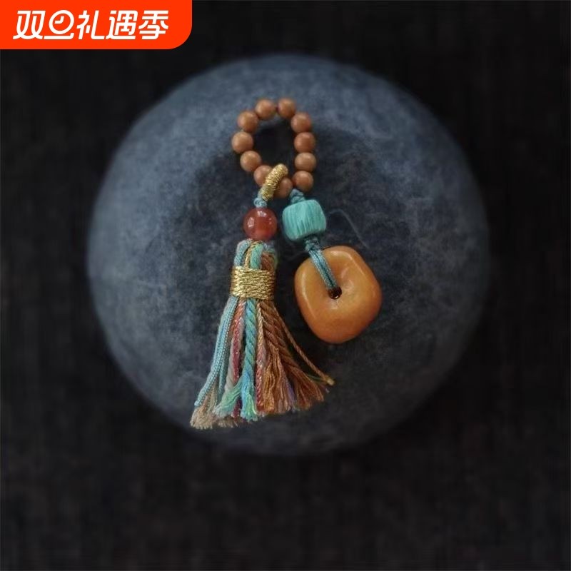 藏式方扣小滴溜跑环流苏挂件吊坠文玩配件2025新款复古小众设计感