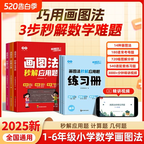 2025小学数学画图法秒解几何三四五六年级玩转几何思维训练专项练习册小学生几何专题突破练习图解应用题巧解计算题视频讲解作业帮