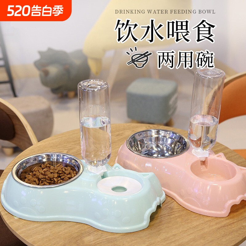 新款自动猫咪喂食器狗碗宠物碗猫盆二合一饮水机猫碗宠物用品