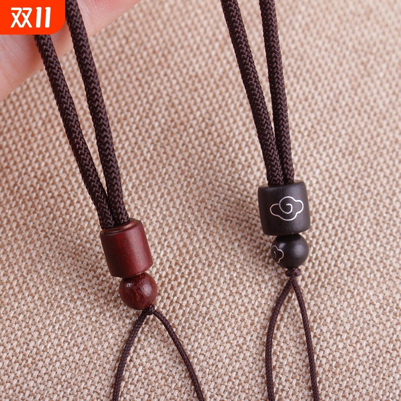 简约檀木吊坠挂绳男女士血檀项链绳和田玉翡翠玉佩黄金挂坠绳子