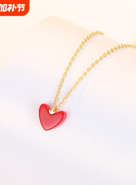 S925银爱心项链小红心女款锁骨链时尚饰品颈链松石吊坠链批发