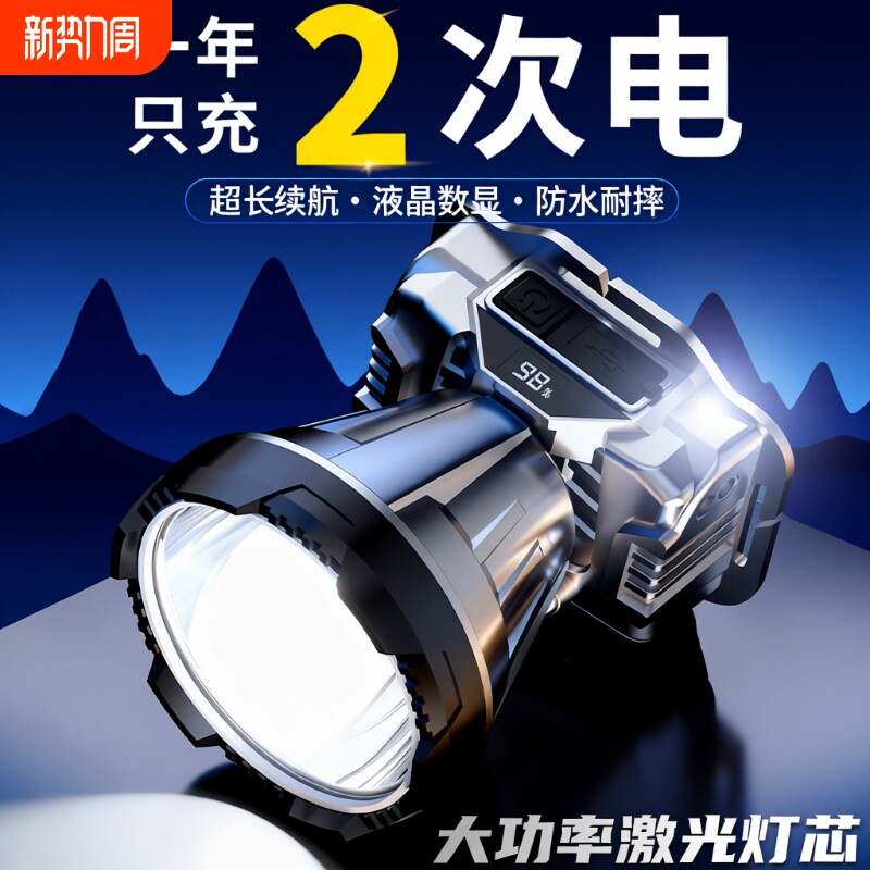 头灯头戴式强光充电钓鱼专用手电筒超亮超长续航矿灯感应夜钓照明