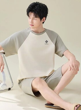 夏季纯棉男士家居服套装