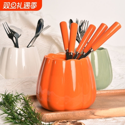 水果叉子套装家用不锈钢高颜值收纳陶瓷可爱甜品儿童创意勺子网红