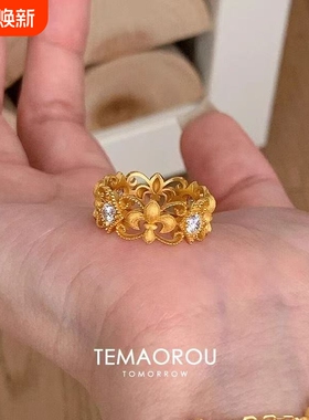 超级重工!vintager中古鸢尾花蕾丝戒指女轻奢小众高级感食指戒指