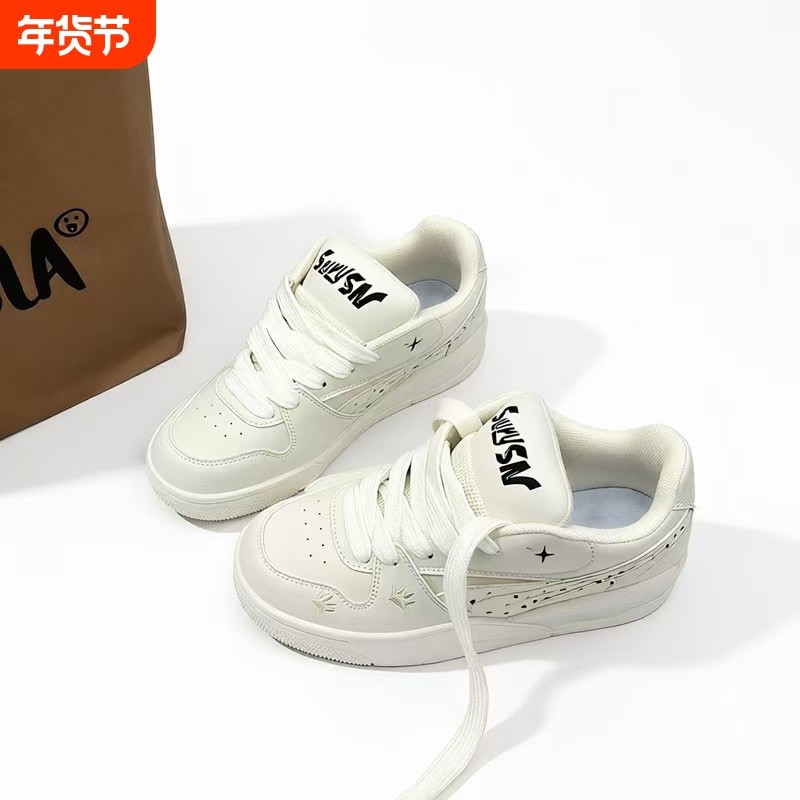 ivaj韩版小众奶白面包鞋ins潮2026春季新款小白鞋百搭休闲板鞋女,女鞋,休闲板鞋,淘宝优惠券,粉丝福利购,淘宝优惠卷