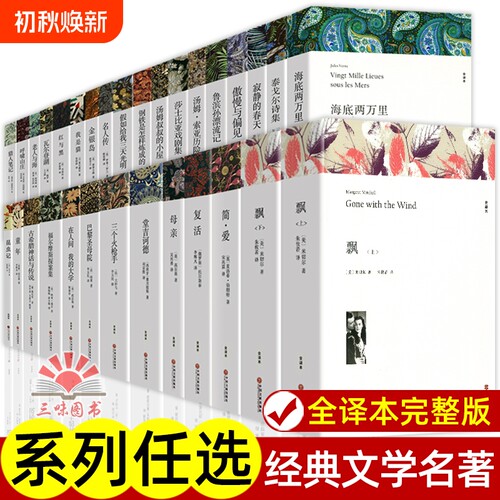 世界名著正版原著初中生高中生课外书朝花夕拾西游记艾青诗选简爱大卫科波菲尔海底两万里经典文学复活童年金银岛边城伯爵水浒传