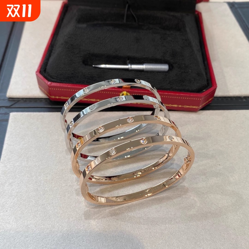 满天星轻奢女18K玫瑰金高版本高级感不掉色手环螺丝love手镯镀金