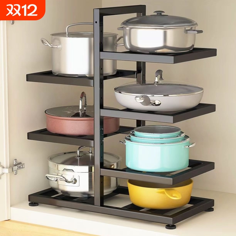 锅具厨房落地转角置物架多层可调