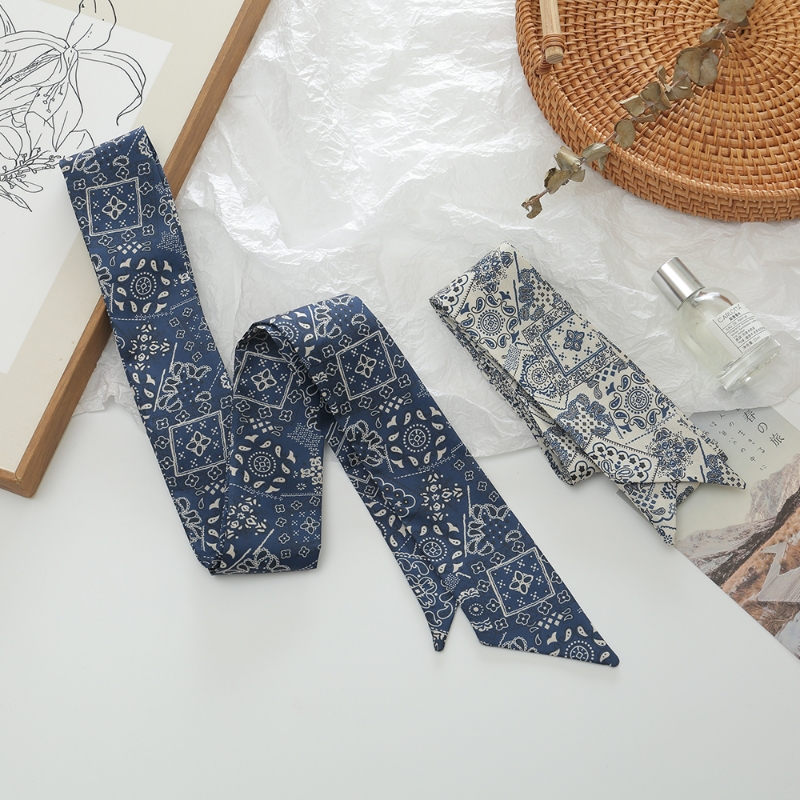 约1.35米装饰发带腰果花蝴蝶结飘带细窄长条腰带丝巾日系白色秋冬